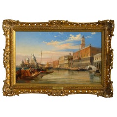 Antique Edward Pritchett, A Venetian Canal Scene