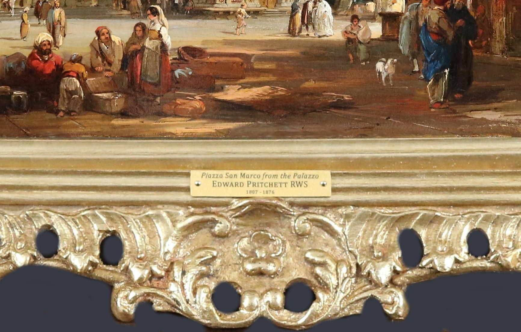 Pittura ad olio del XIX secolo di Piazza San Marco a Venezia dalla Palaca Ducale in vendita 3