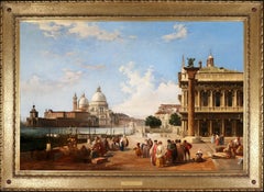 Large 19th Century Oil Painting of the Grand Canal & St. Marks Venice Canaletto