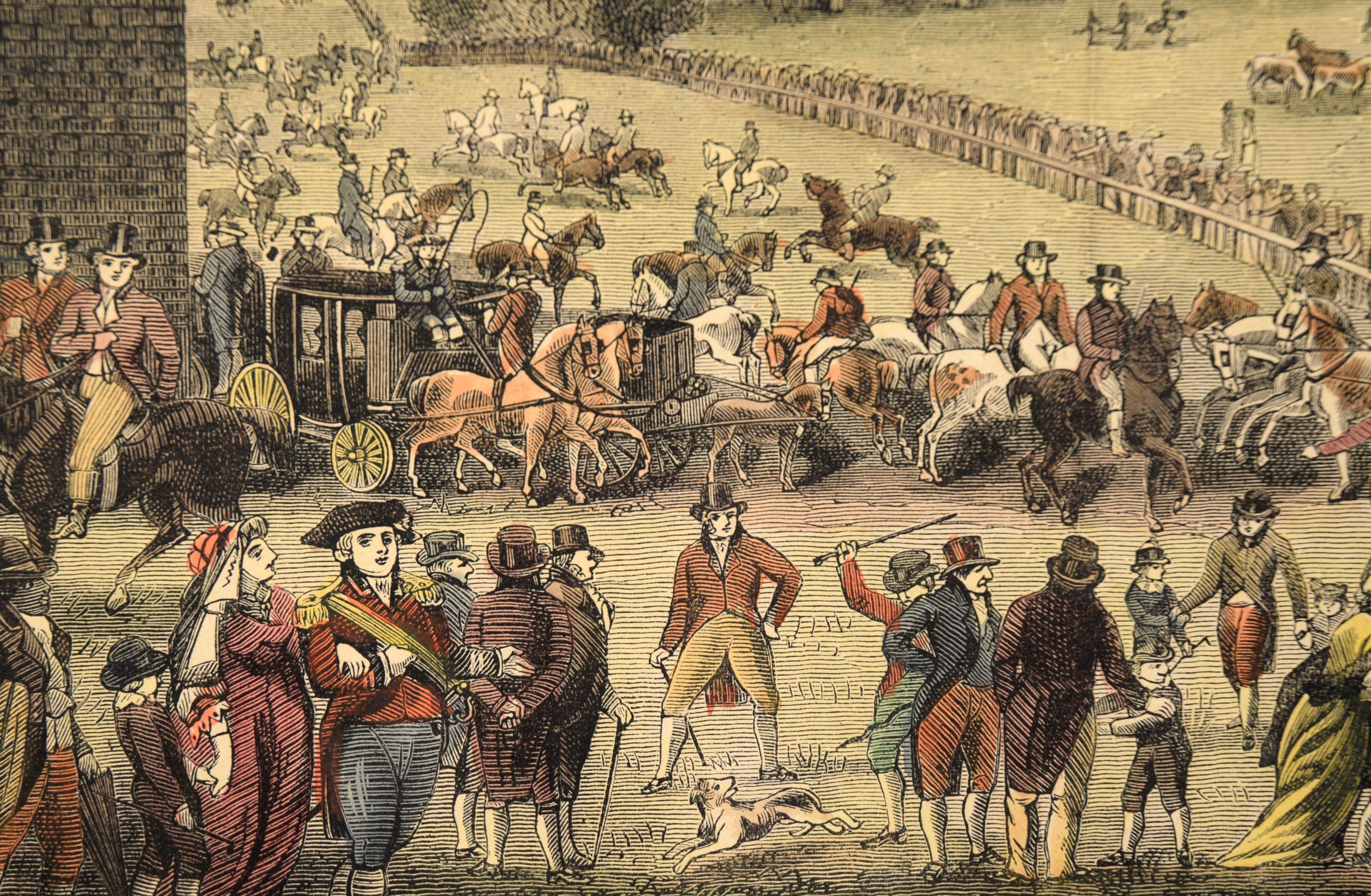 „Hyde Park on Sunday“ – handkolorierte Radierung aus „Old and New London“

Detailreiche Radierung eines typischen Sonntags im Hyde Park um 1800 nach einer Radierung von Edward Pugh (Engländer, 1763-1813) mit dem Titel 