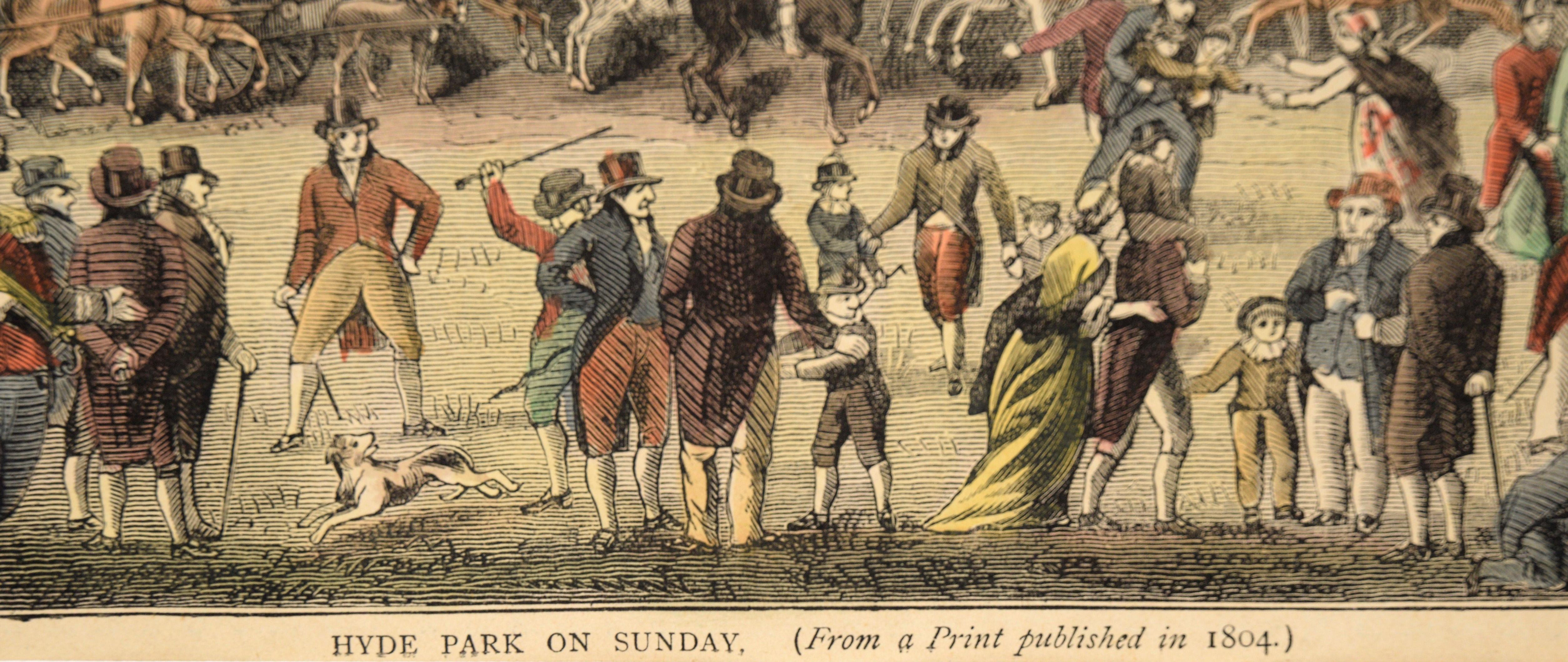 „Hyde Park on Sunday“ – handkolorierte Radierung aus „Old and New London“ im Angebot 2