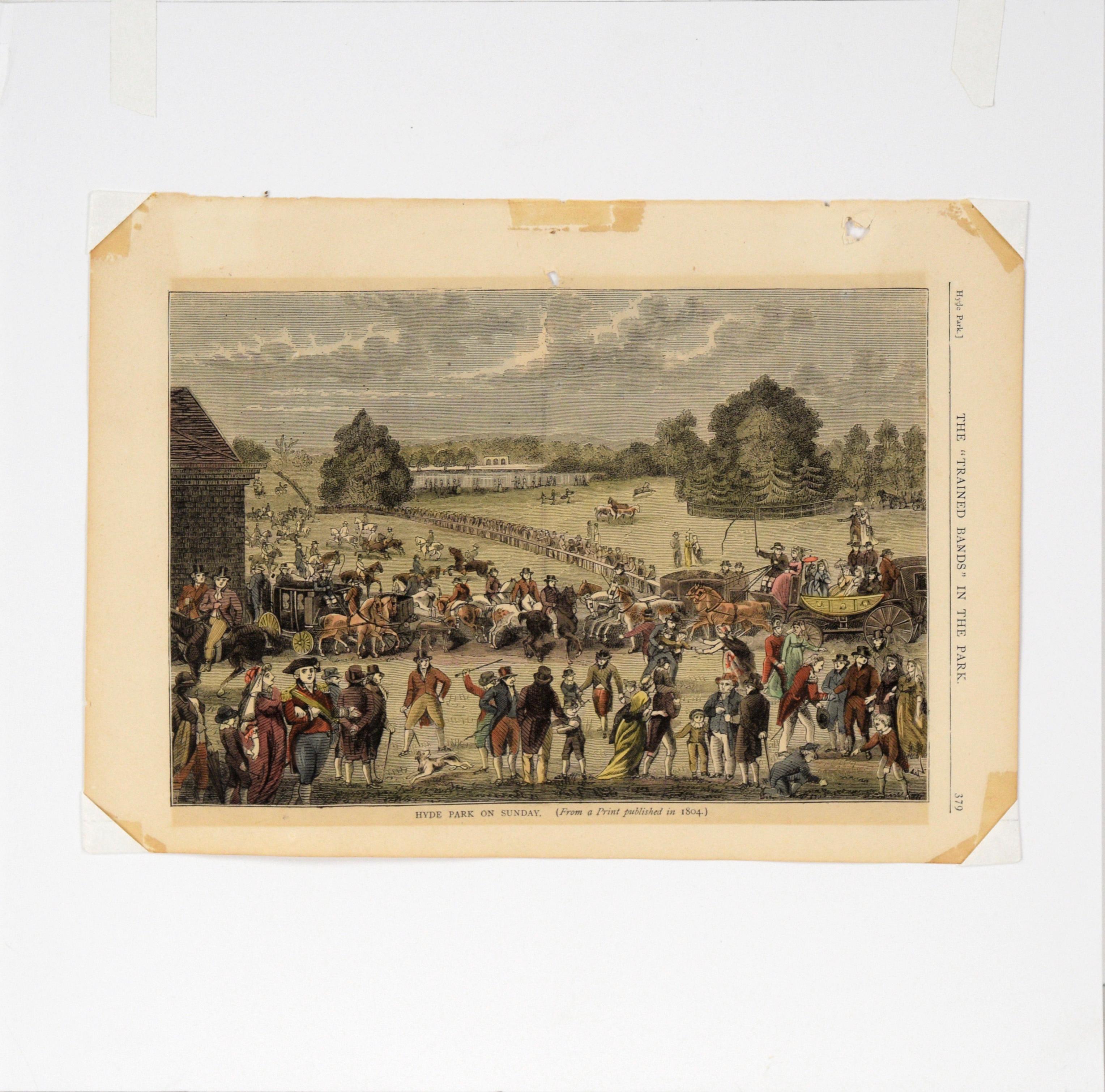 „Hyde Park on Sunday“ – handkolorierte Radierung aus „Old and New London“ im Angebot 3