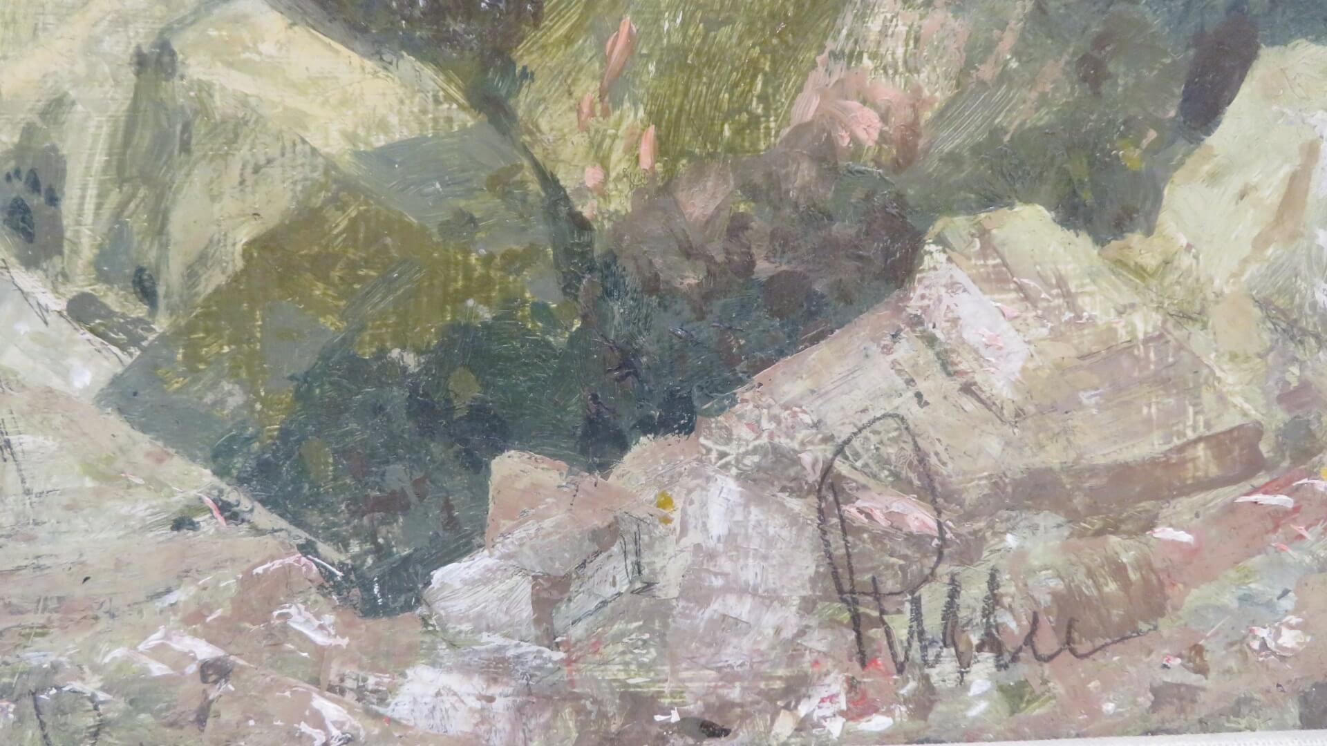 Edward Pullee NEAC Pittura ad olio originale post impressionista PAESAGGIO SPAGNOLO 1