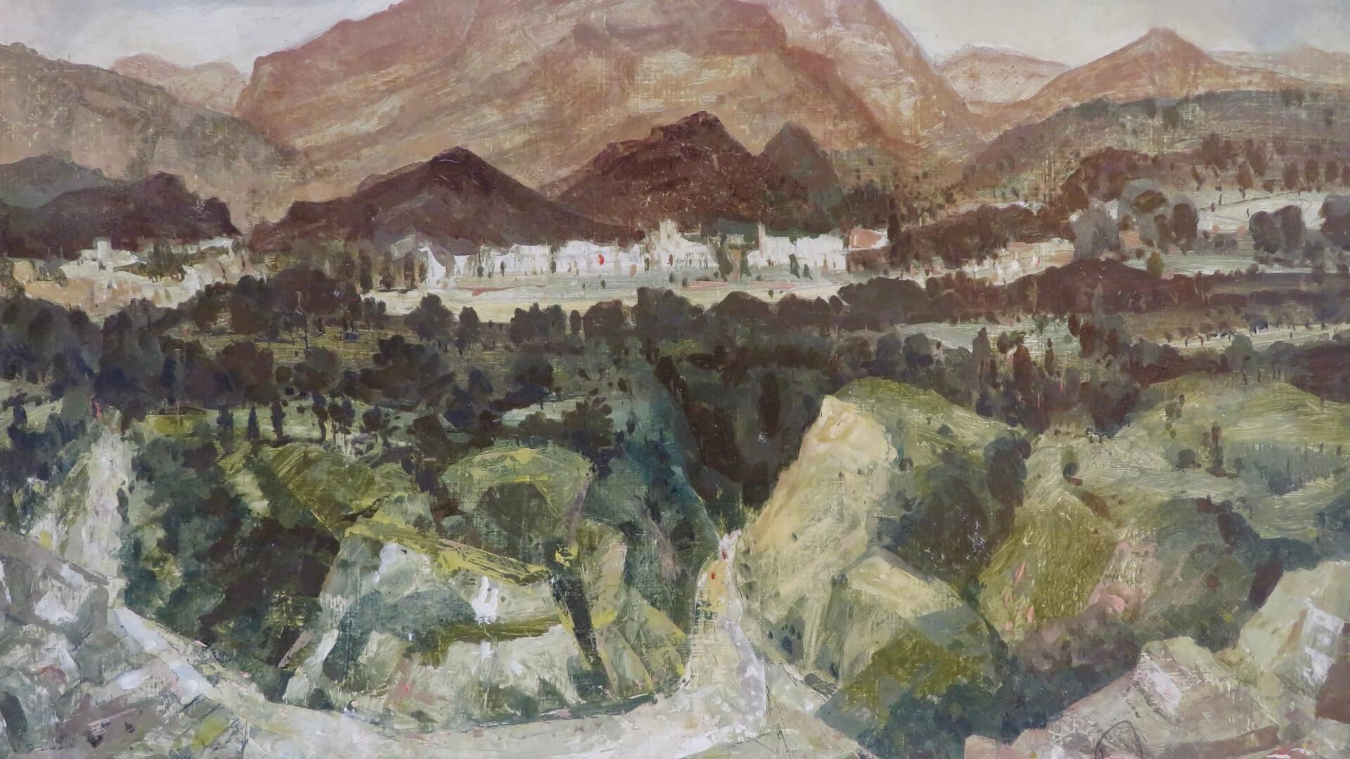 Edward Pullee NEAC Pittura ad olio originale post impressionista PAESAGGIO SPAGNOLO 3