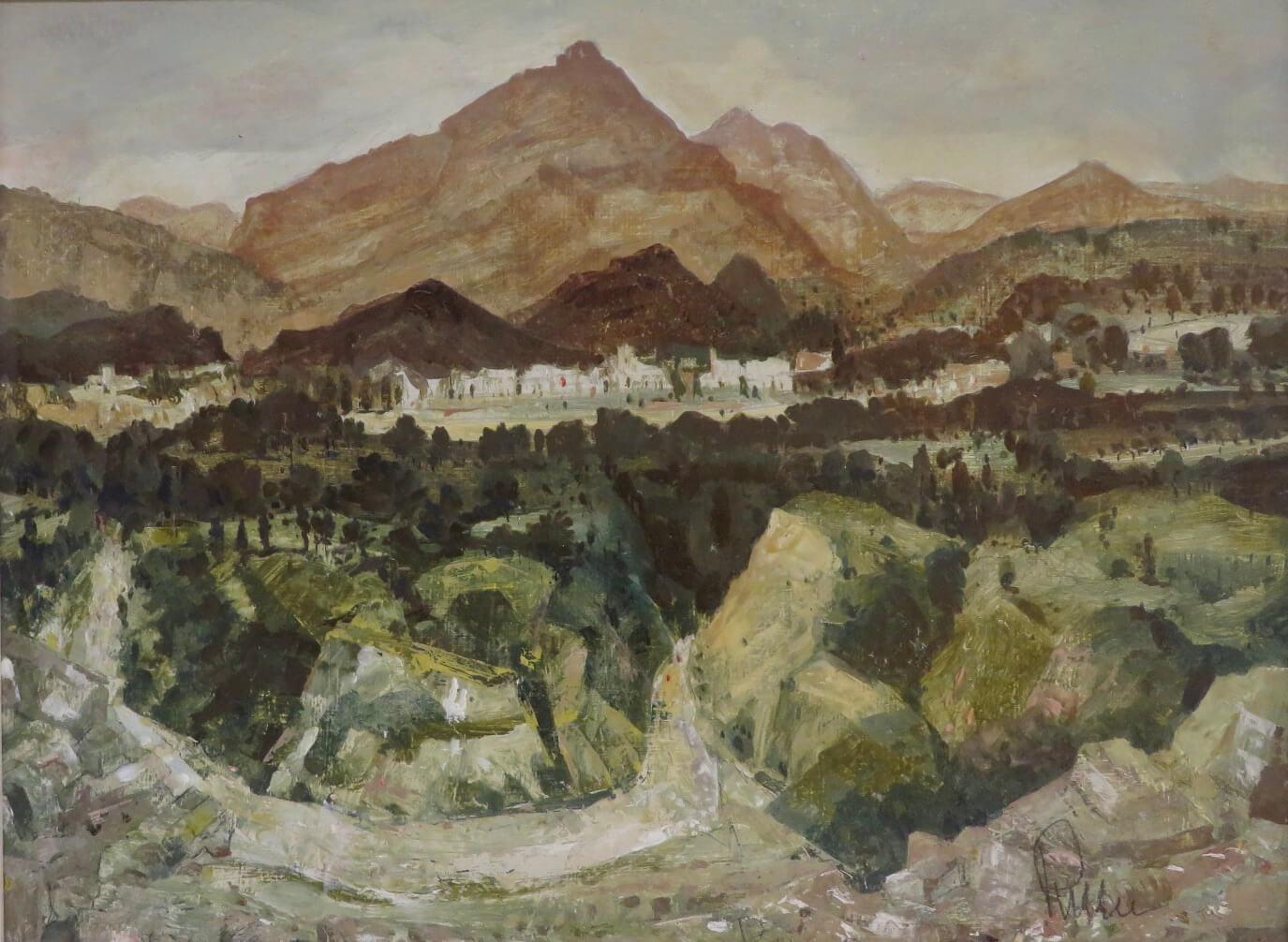 Edward Pullee NEAC Pittura ad olio originale post impressionista PAESAGGIO SPAGNOLO 5