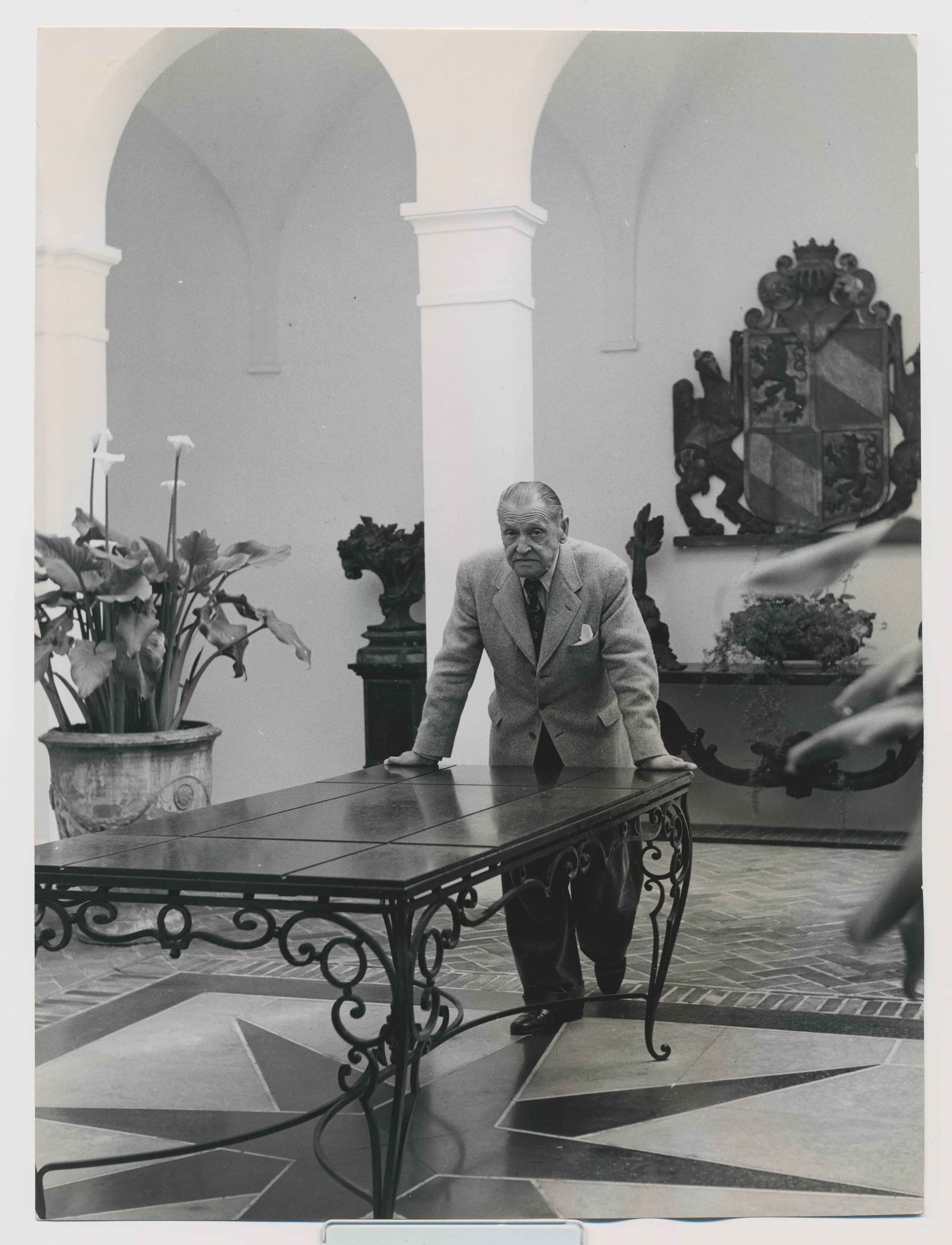 Edward Quinn Portrait Photograph - British playwright W. Somerset Maugham in the atrium