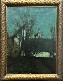 Peinture à l'huile d'un paysage nocturne, artiste californien de Sacramento, impressionniste, musée