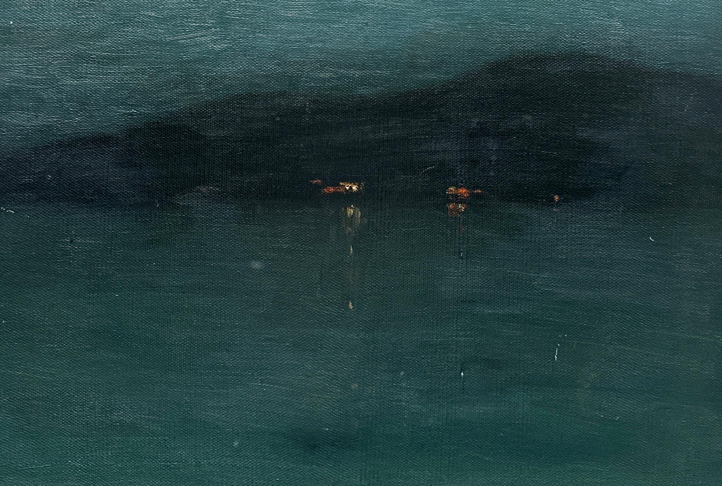 Noche estrellada Pintura al óleo, Artista californiano de Sacramento, Impresionista, Museo - Painting de Edward Riche Butler