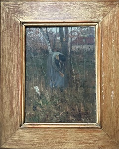 Woman Picking Flowers, Oil-Paint, Californian Sacramento Artist, Impressionist
