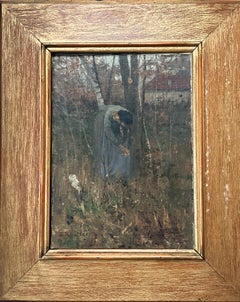 Frau pflückt Blumen, Ölgemälde, Kalifornischer Künstler Sacramento, Impressionist