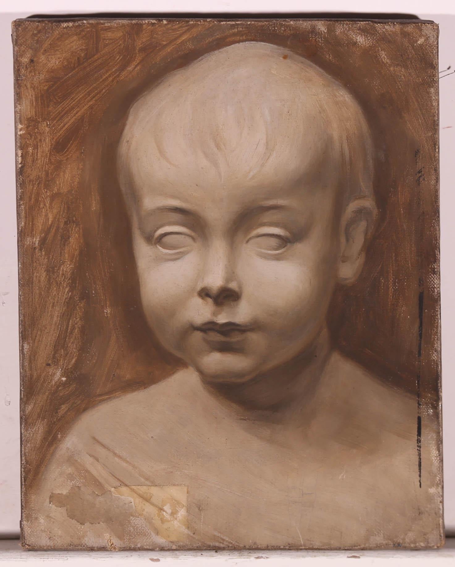 Edward Ridley (1883-1946) - Huile du début du 20e siècle, statue d'un enfant en vente 1