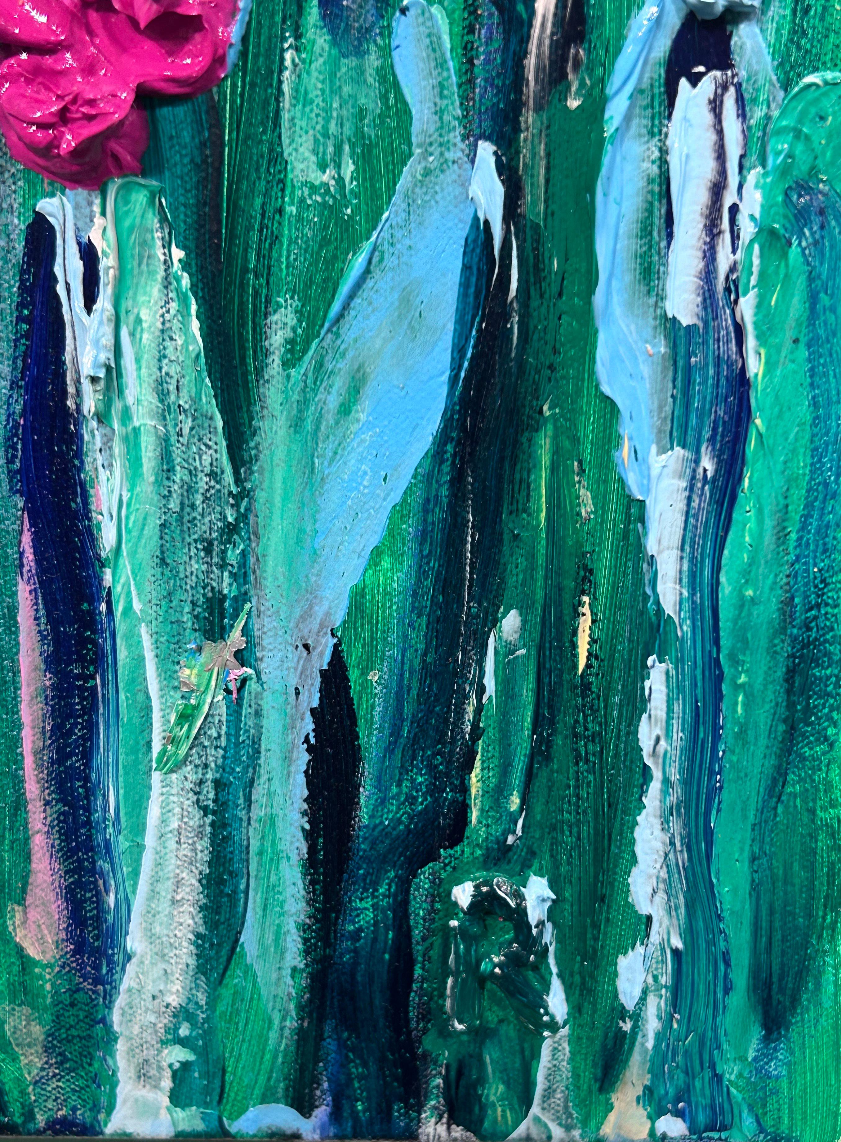 Edward Rittenberg, „Fields Aglow“, 36x36, strukturiertes, lebhaftes, geblümtes Acrylgemälde mit Blumenmuster im Angebot 8