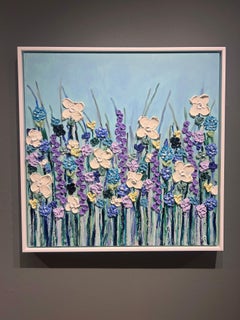 Edward Rittenberg, "Oasis de lavanda", 36x36 Pintura floral de textura vibrante