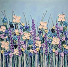 Edward Rittenberg, "Oasi di lavanda", quadro floreale vibrante 36x36