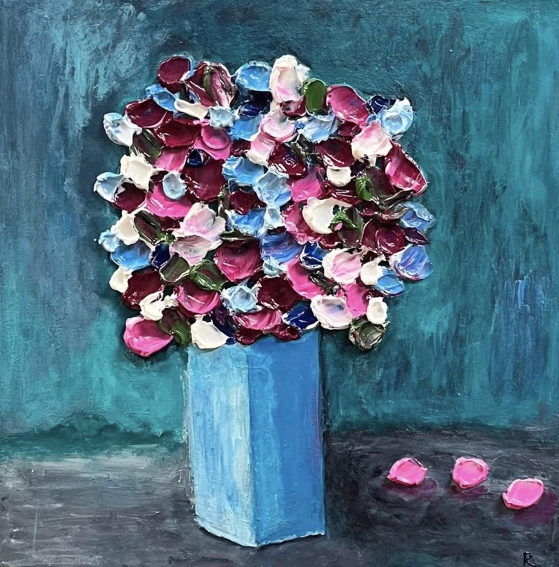 Sky Blue Vase - Painting by Edward Rittenberg