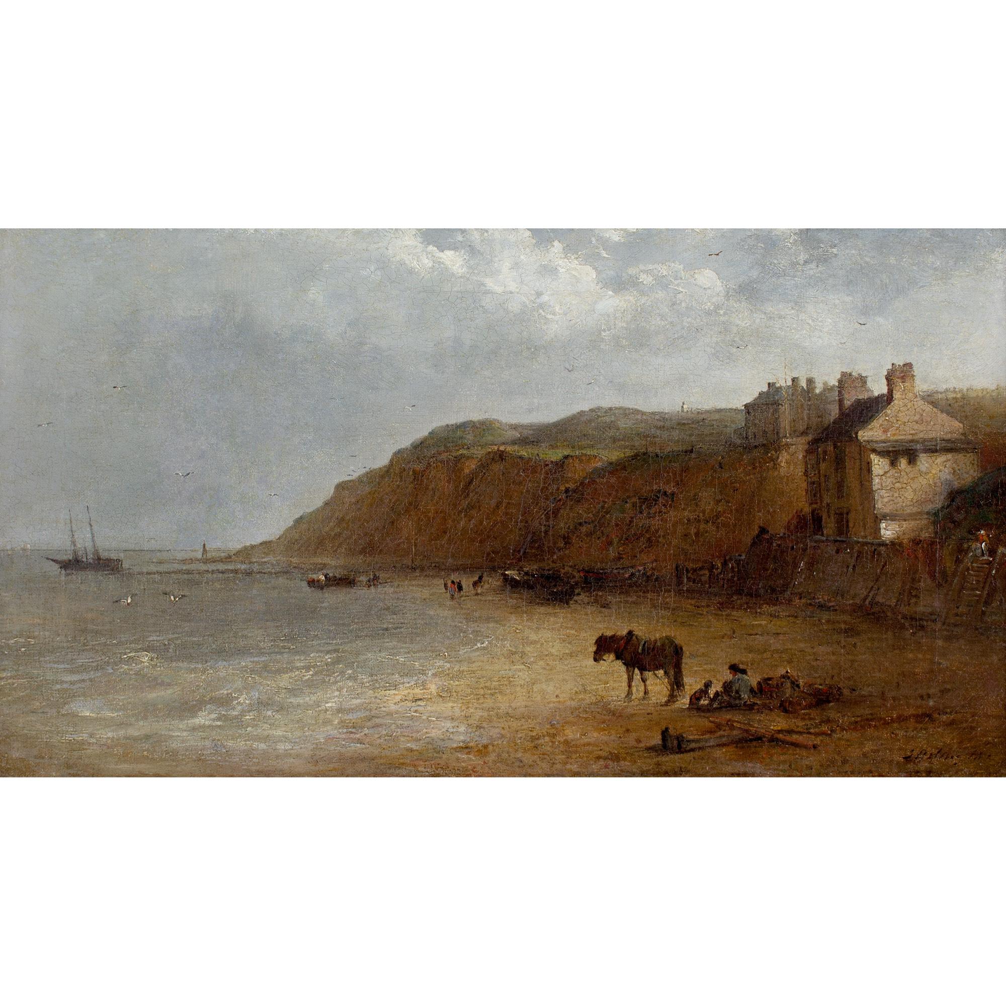 Edward Robert Smythe, Figure e cavalli su una spiaggia con edifici in vendita 1