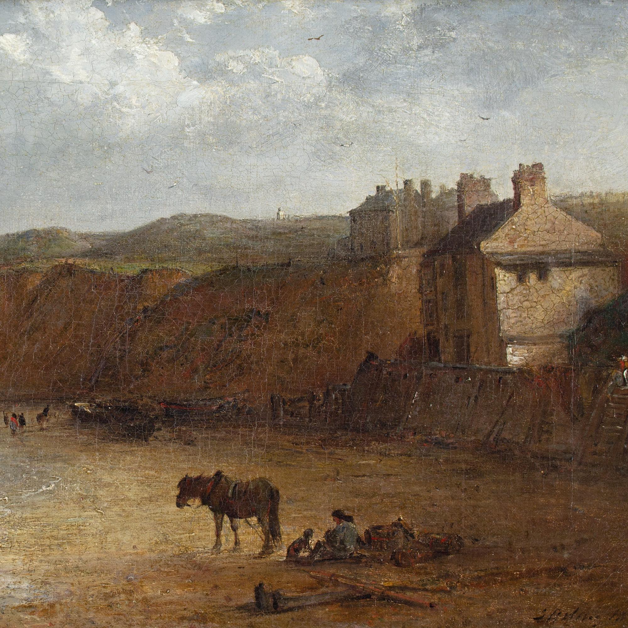 Edward Robert Smythe, Figure e cavalli su una spiaggia con edifici in vendita 5