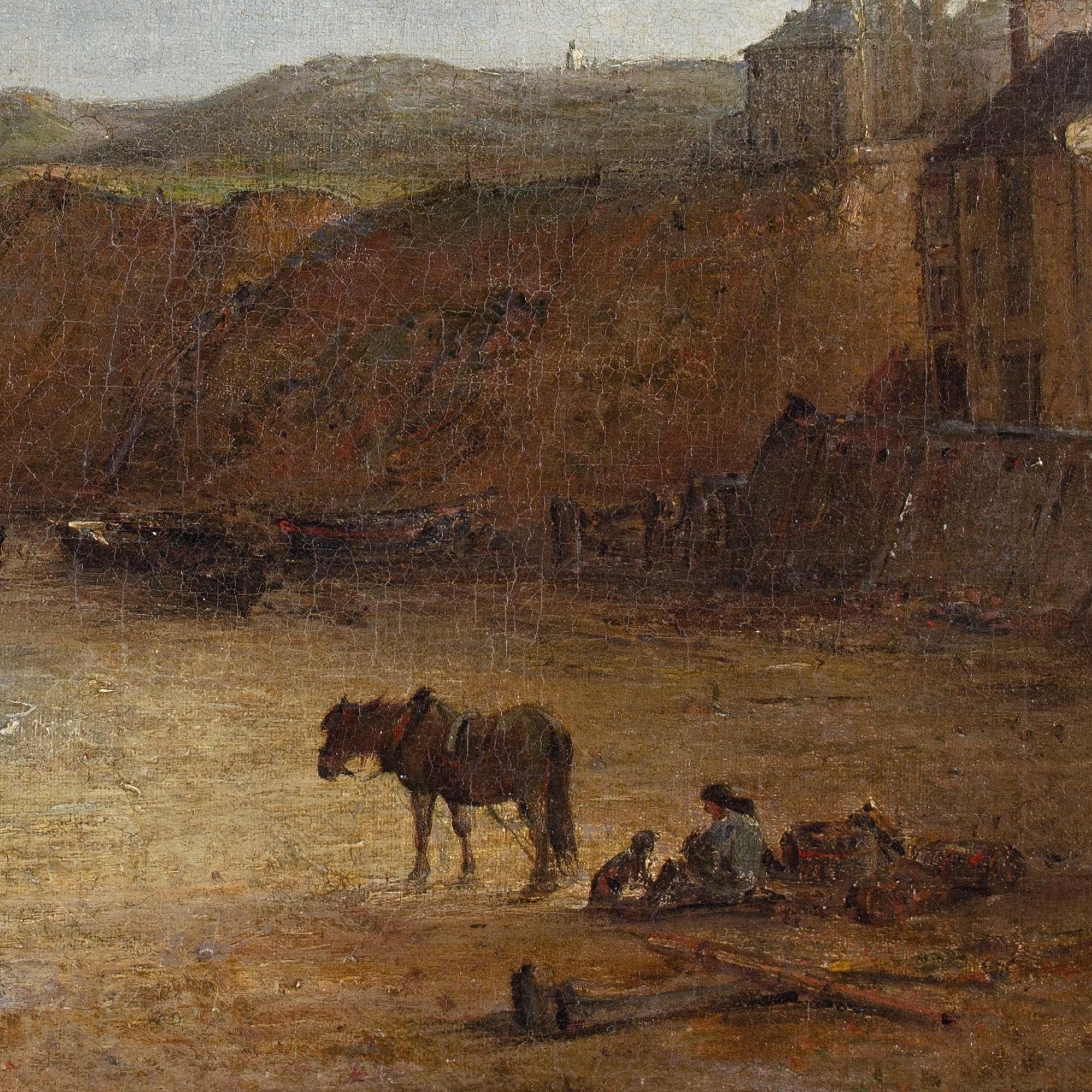 Edward Robert Smythe, Figure e cavalli su una spiaggia con edifici in vendita 7