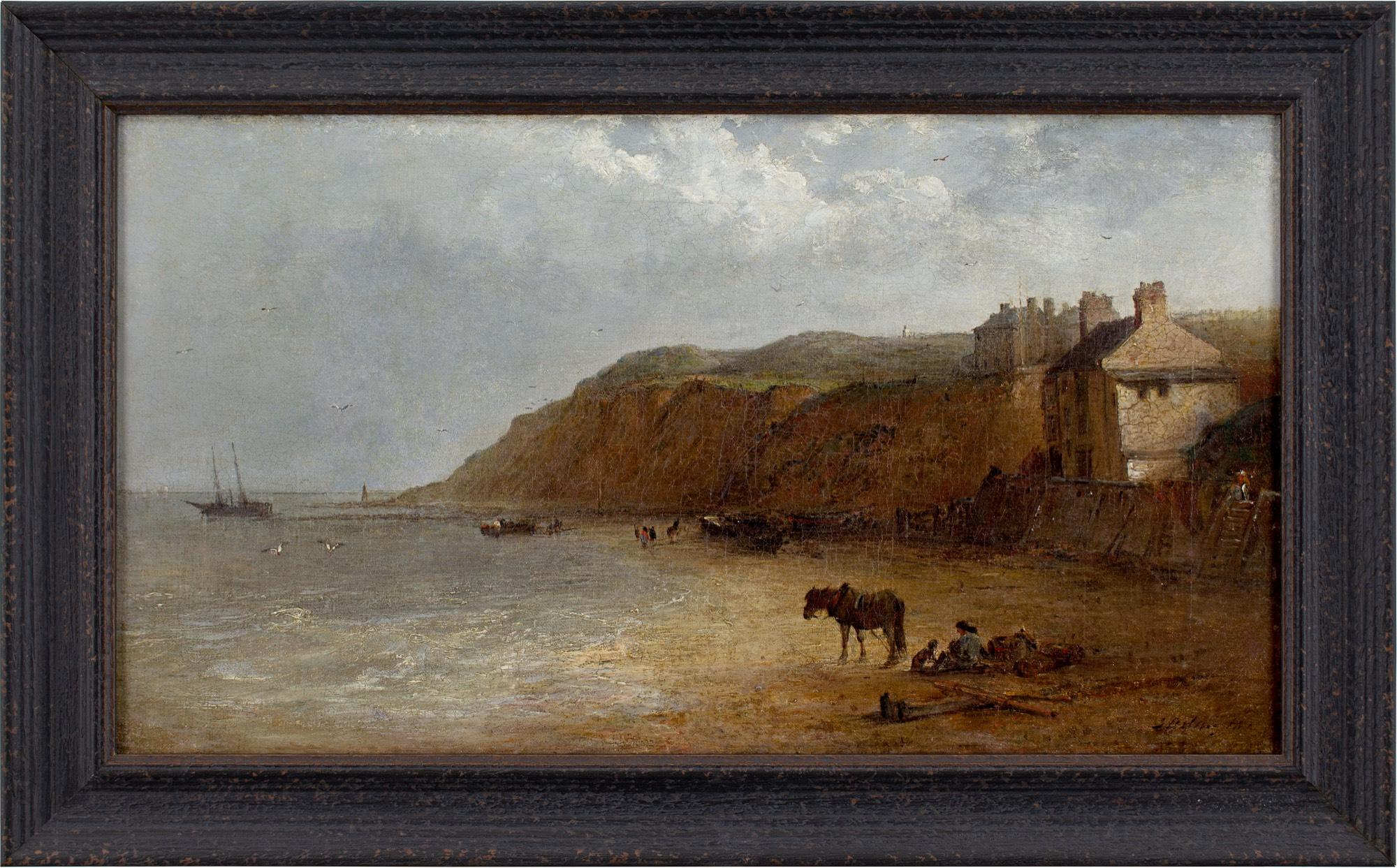 Edward Robert Smythe, Figures & Horses On A Beach With Buildings
