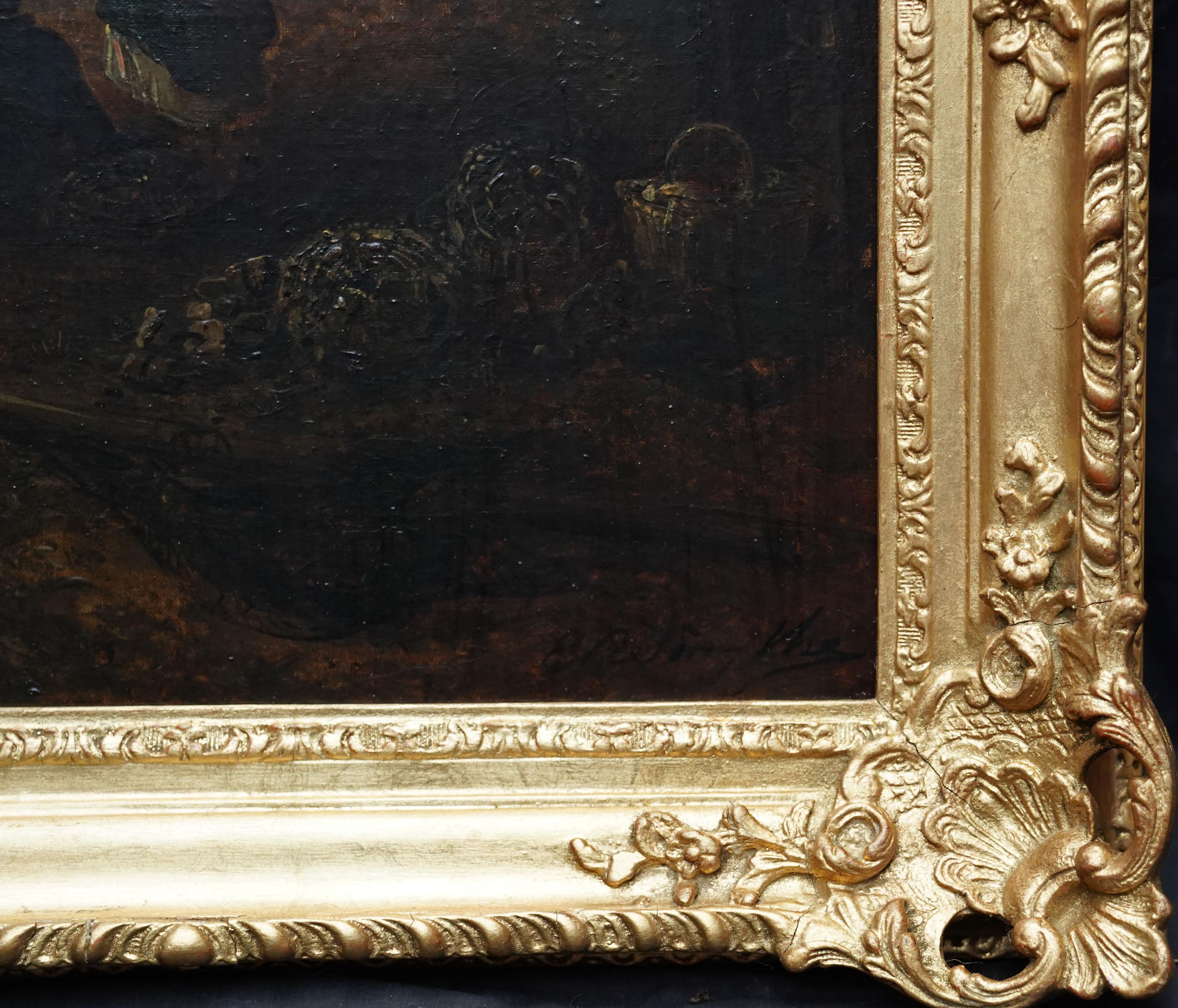 Paisaje costero figurativo - Británico c 1850 Pintura al óleo de arte victoriano en venta 7