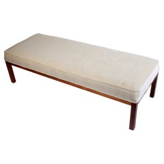 Edward Roffman for B. Altman & Co. Champagne Velour Upholstered Walnut Bench