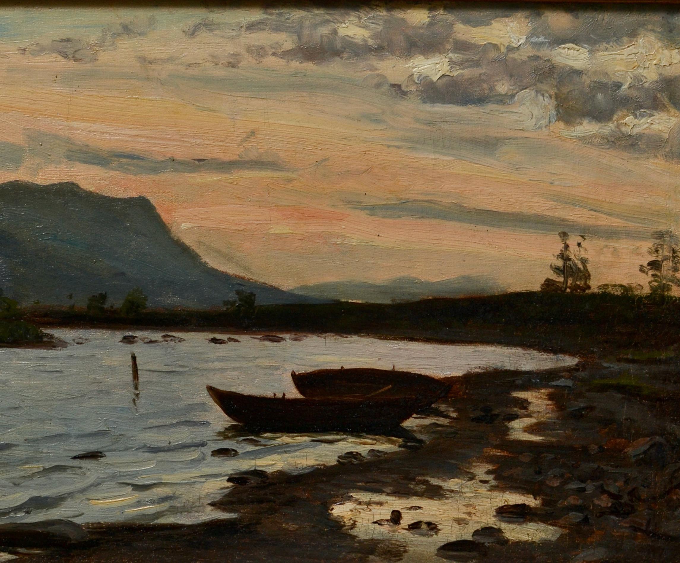 Tramonto svedese su lago e montagne in vendita 2