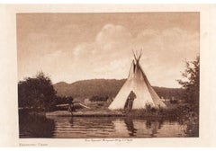 Edward S. Curtis (1868-1952) Scarce Sepia Photogravure Titled "Kalispel Camp"