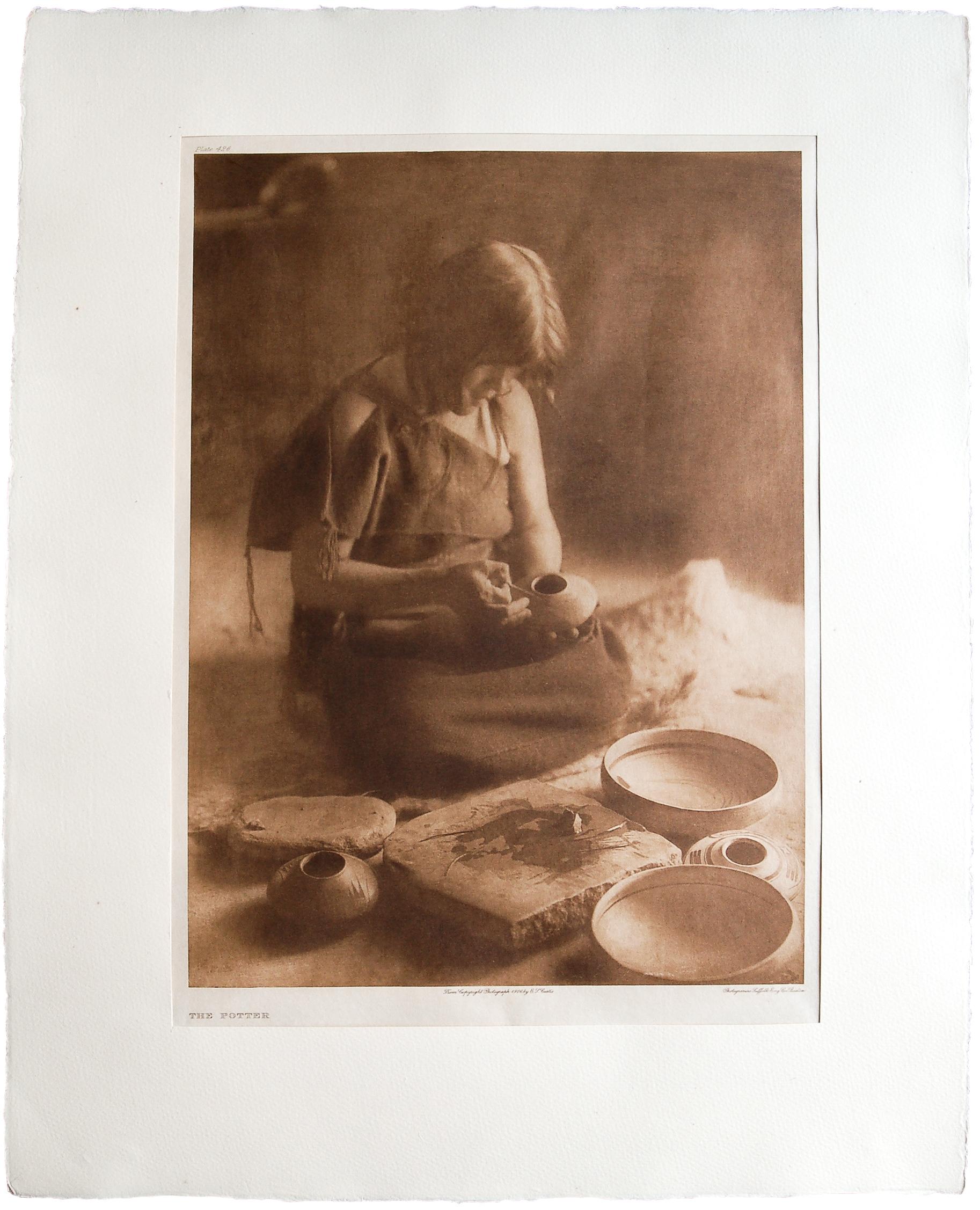 The Potter Hopi Indian Woman Edward S Curtis 1906 Vintage  Photograph Print 