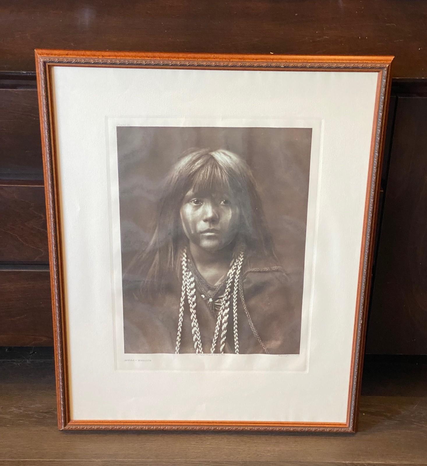 A wonderful and very coveted original large-format photogravure by iconic American photographer Edward Curtis (1868-1952) titled 