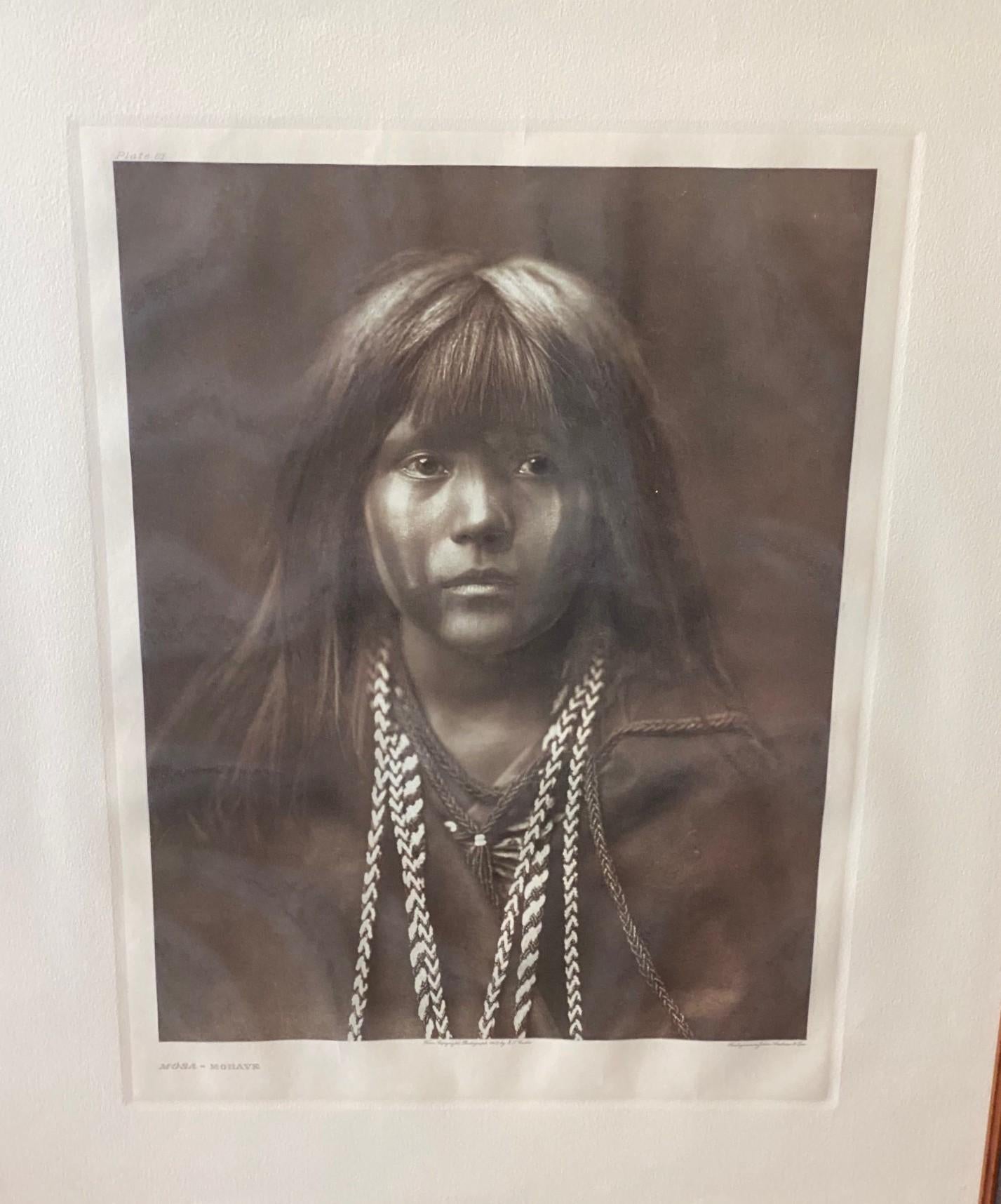 Edward S. Curtis Original Photogravure Mosa Mohave The North American Indian nativo estadounidense en venta
