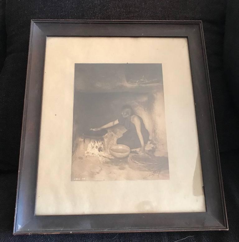 An original platinum print on textured paper by iconic American photographer Edward Curtis titled 