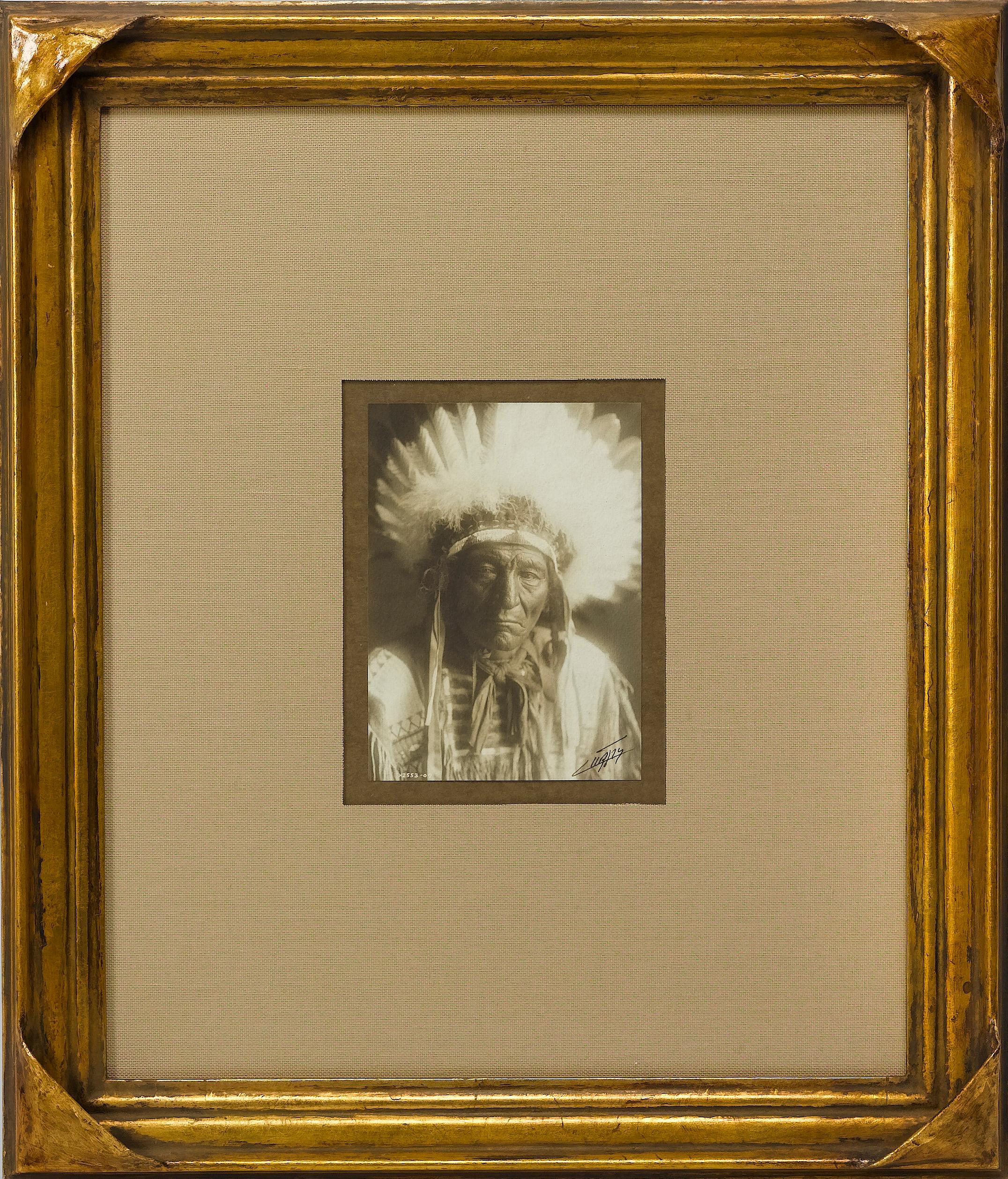 American Edward S. Curtis Signed Photograph of Apsaroke Indian Chief
