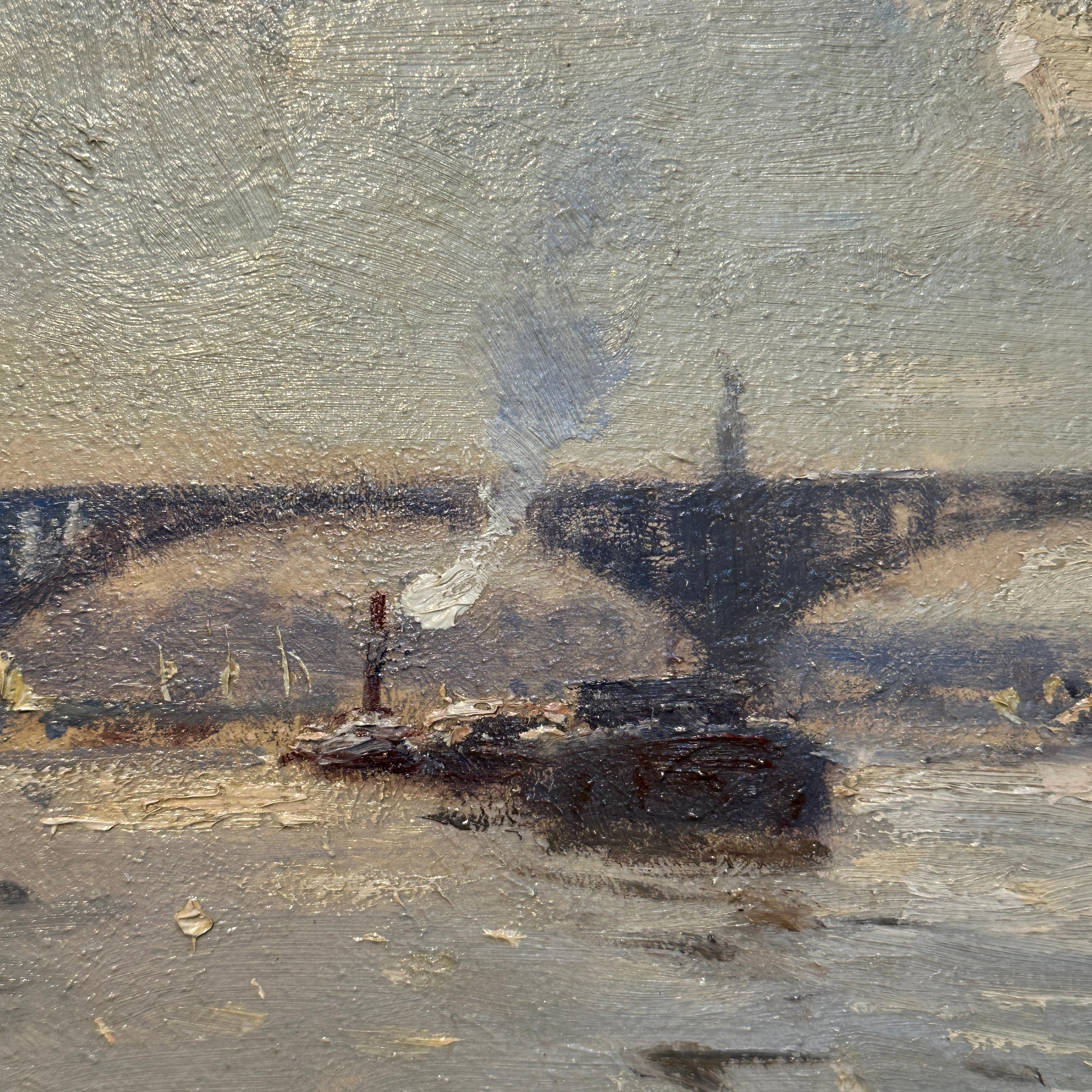 Brücke von St. Oeun Impressionistische Landschaftsmalerei der Seine, Paris im Angebot 3