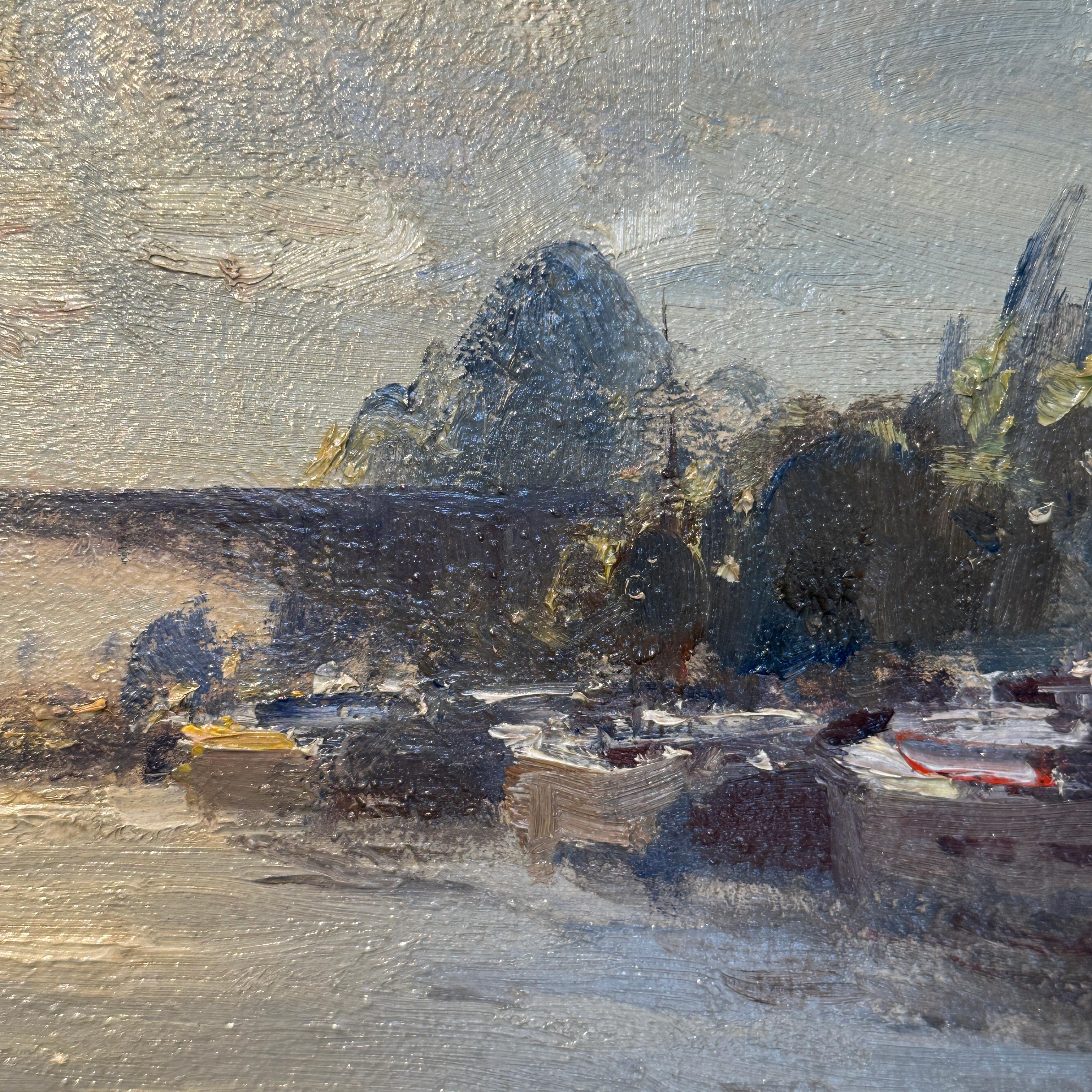 Brücke von St. Oeun Impressionistische Landschaftsmalerei der Seine, Paris im Angebot 4