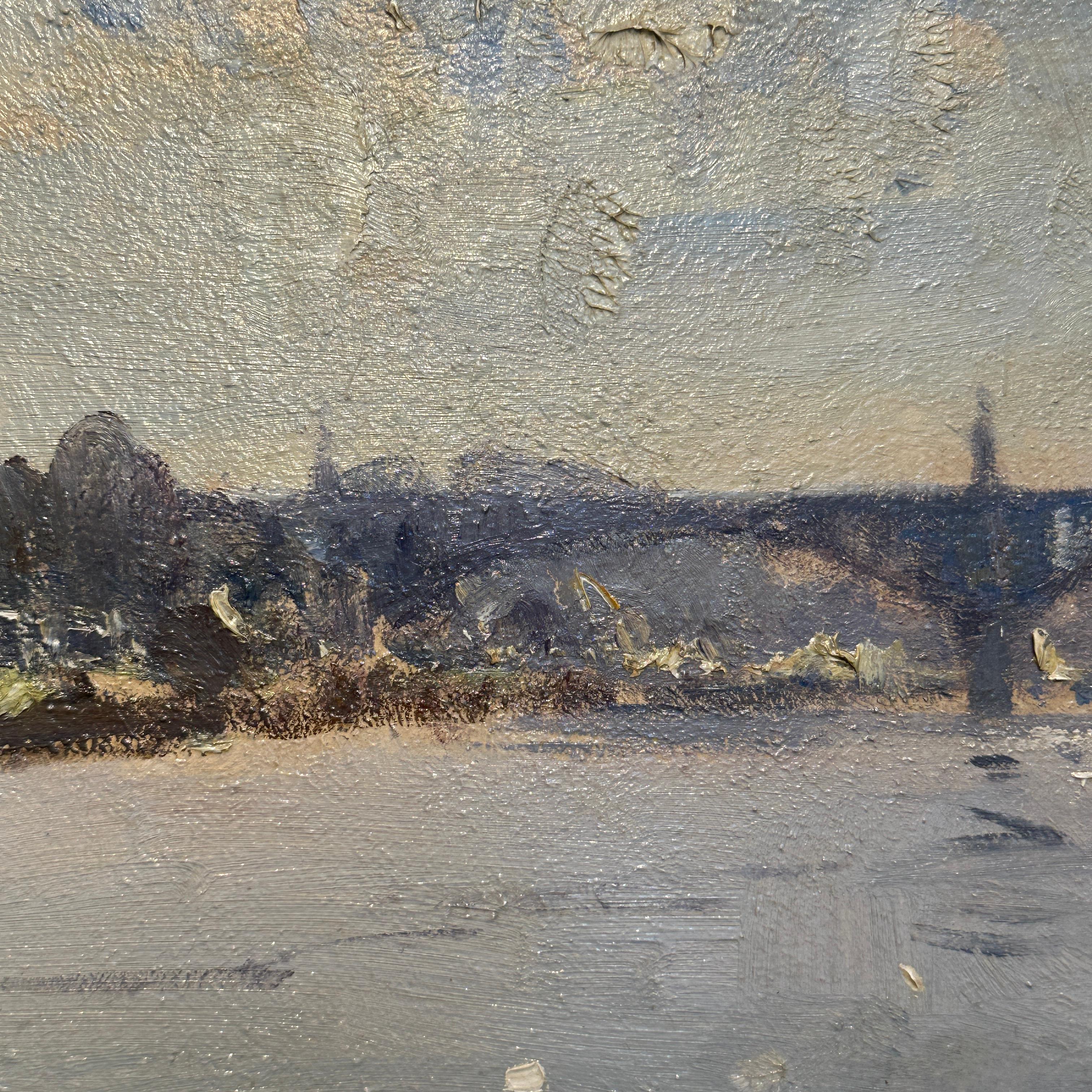 Brücke von St. Oeun Impressionistische Landschaftsmalerei der Seine, Paris im Angebot 2