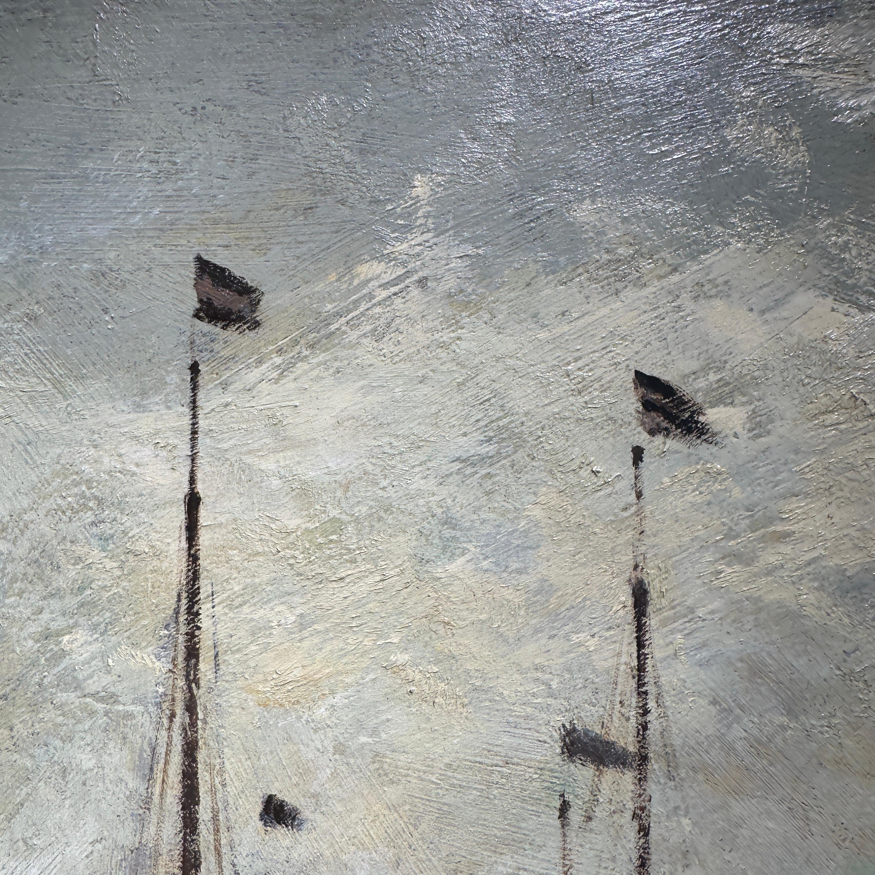 Niedrigwasser auf dem Orwell Impressionistische Landschaft eines englischen Hafens, Fluss, Boote im Angebot 9