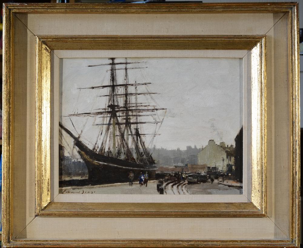 "The Cutty Sark Tall Ship in Dry dock at Greenwich" Oil Painting - Art by Edward Seago