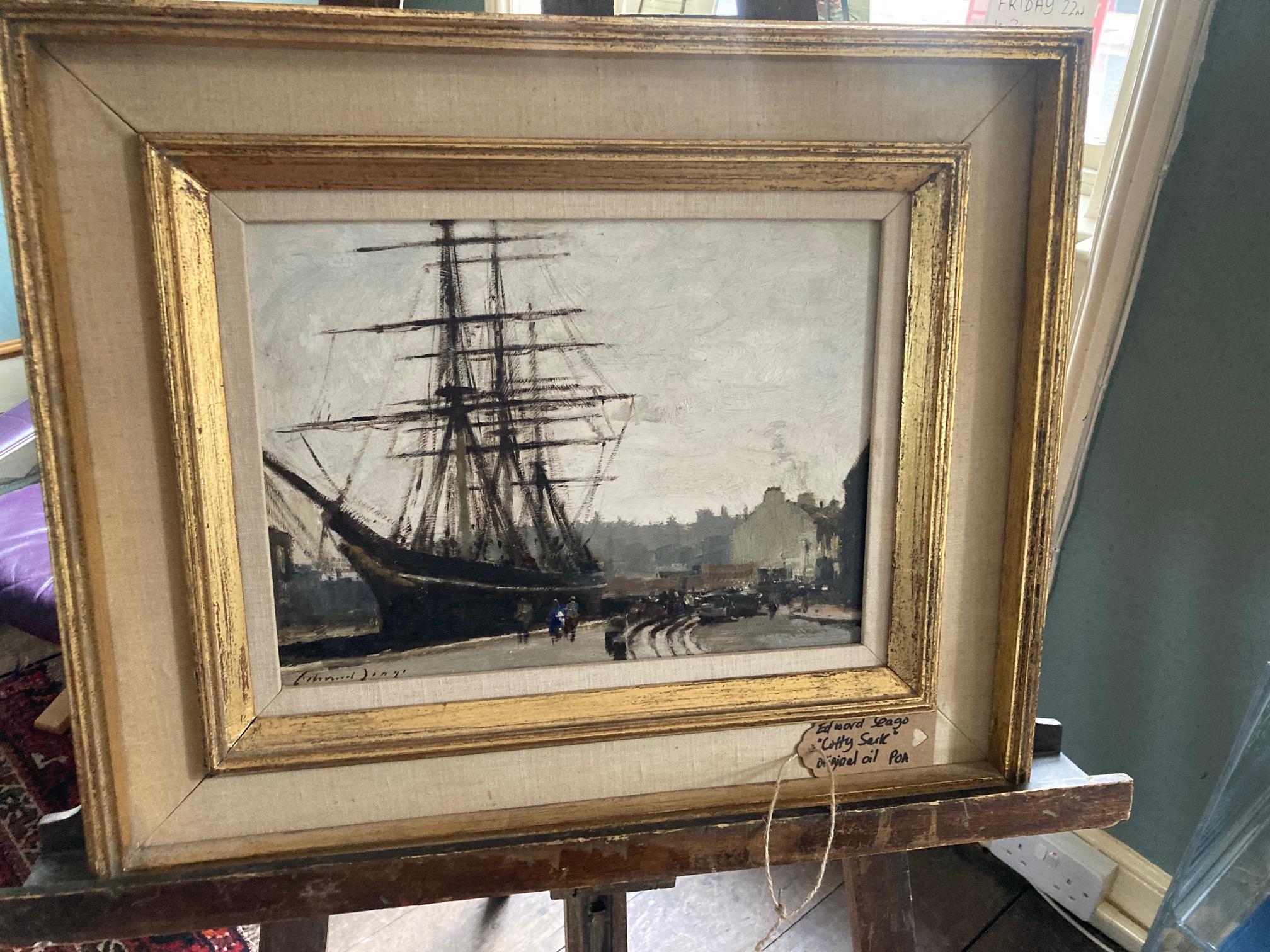 Twentieth Century Marine Oil Painting of The Cutty Sark Tall Ship at Greenwich For Sale 2