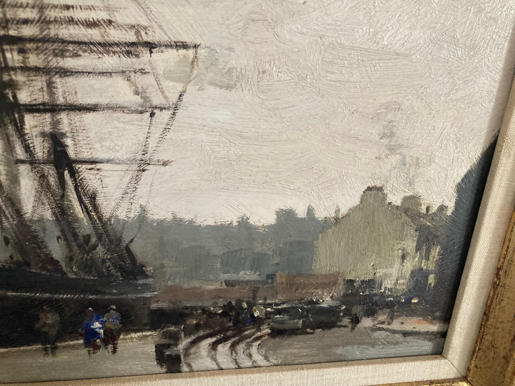 Twentieth Century Marine Oil Painting of The Cutty Sark Tall Ship at Greenwich For Sale 3