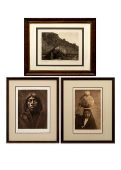 Ensemble de trois Photgravures originales d'E. S. Curtis du début du 20e siècle