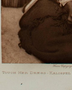 "Touch Her Dress - Kalispel, " Sepia Photograph on Japanese Vellum by E.S. Curtis