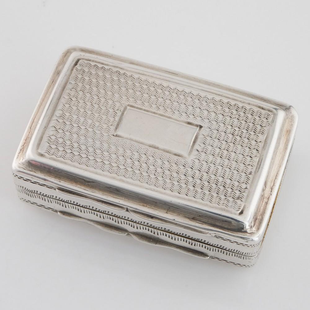 Heading : Sterling Silver Vinaigrette
Date : Hallmarked in Birmingham 1831 For Edward Smith
Period : William IV
Origin : Birmingham, England
Decoration : Macine engraved base and cover with vacant cartouche. Engraved floral pierced grille
Size : 
