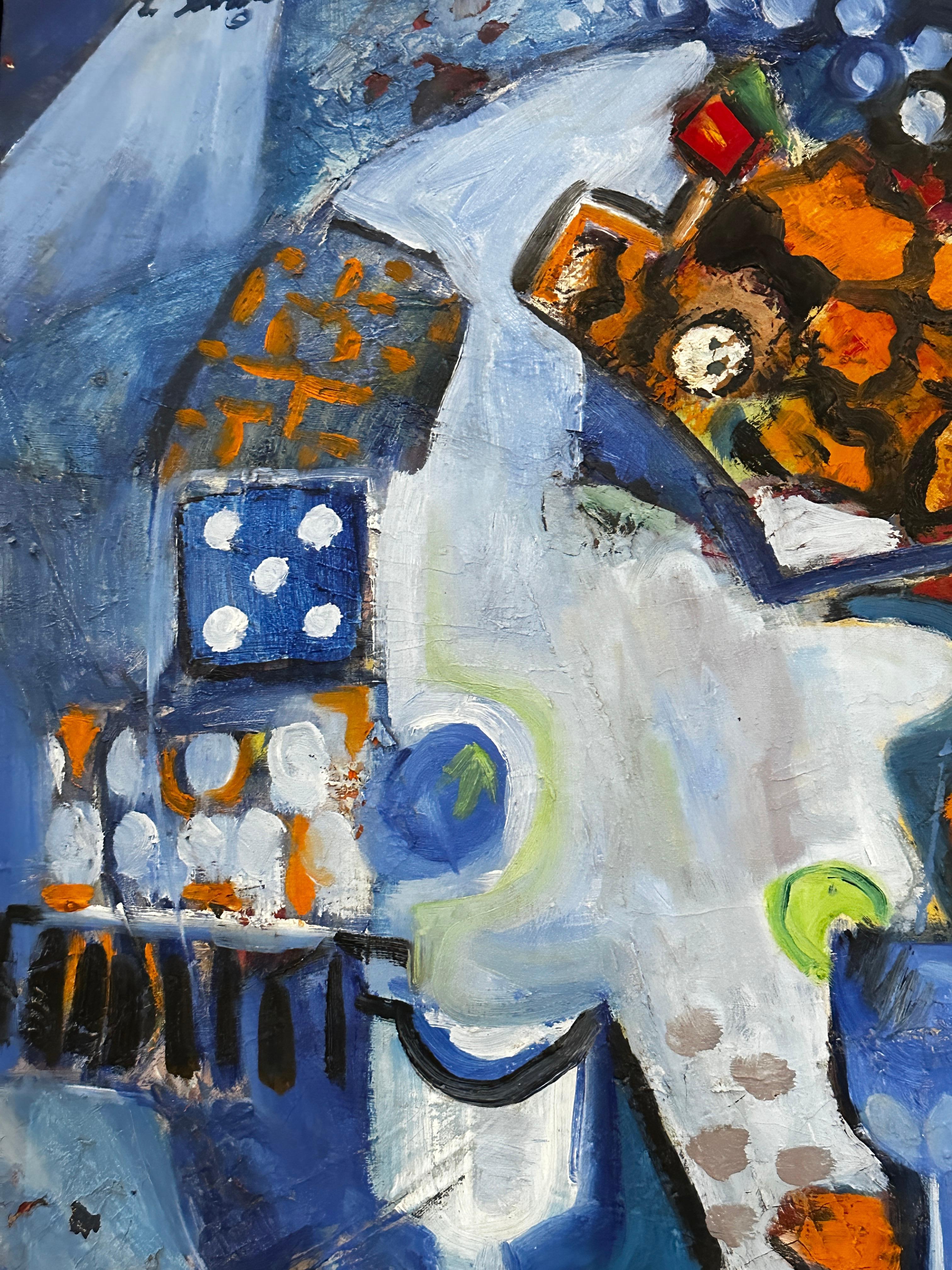 Still-Life Blue Tones Oil on Canvas by Edward Sotello  For Sale 2