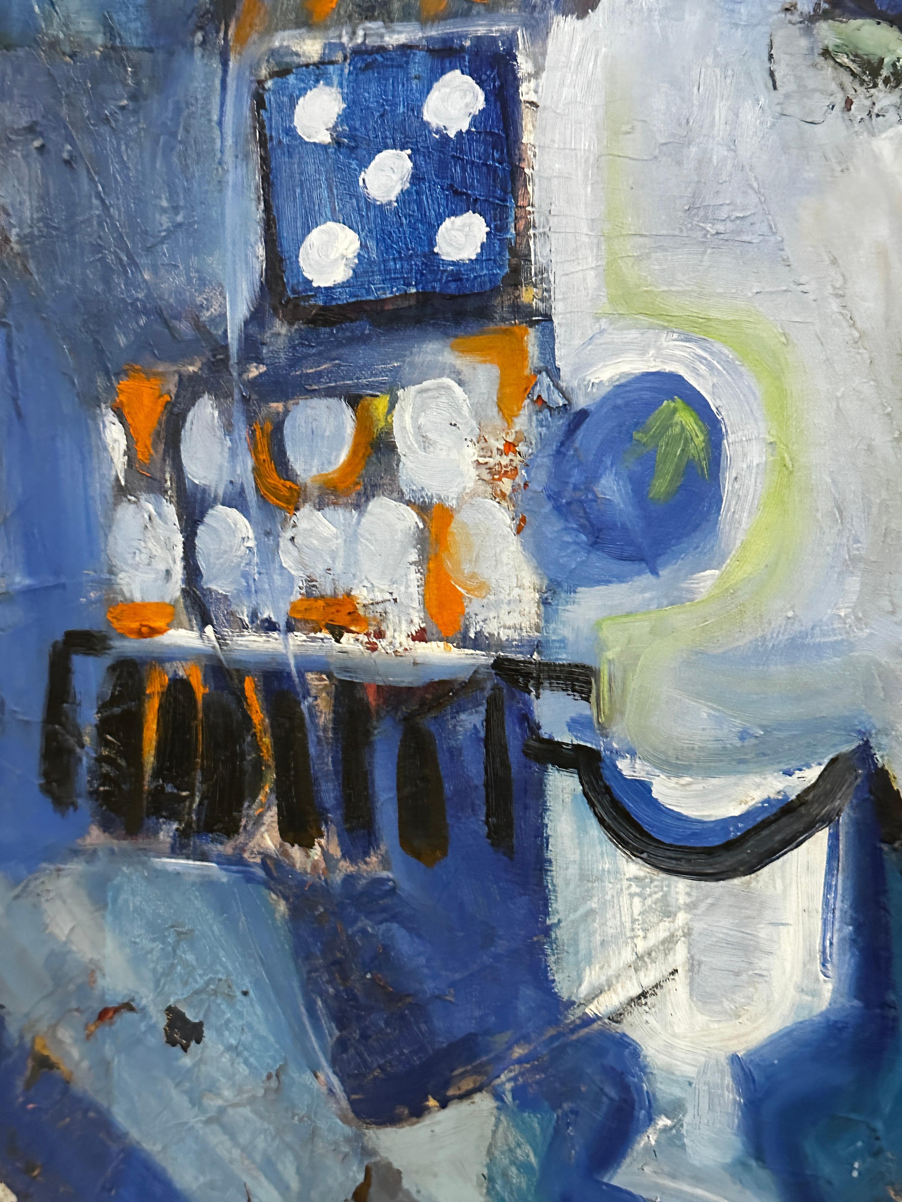 Nature morte des tons bleus Huile sur toile d'Edward Sotello  en vente 3