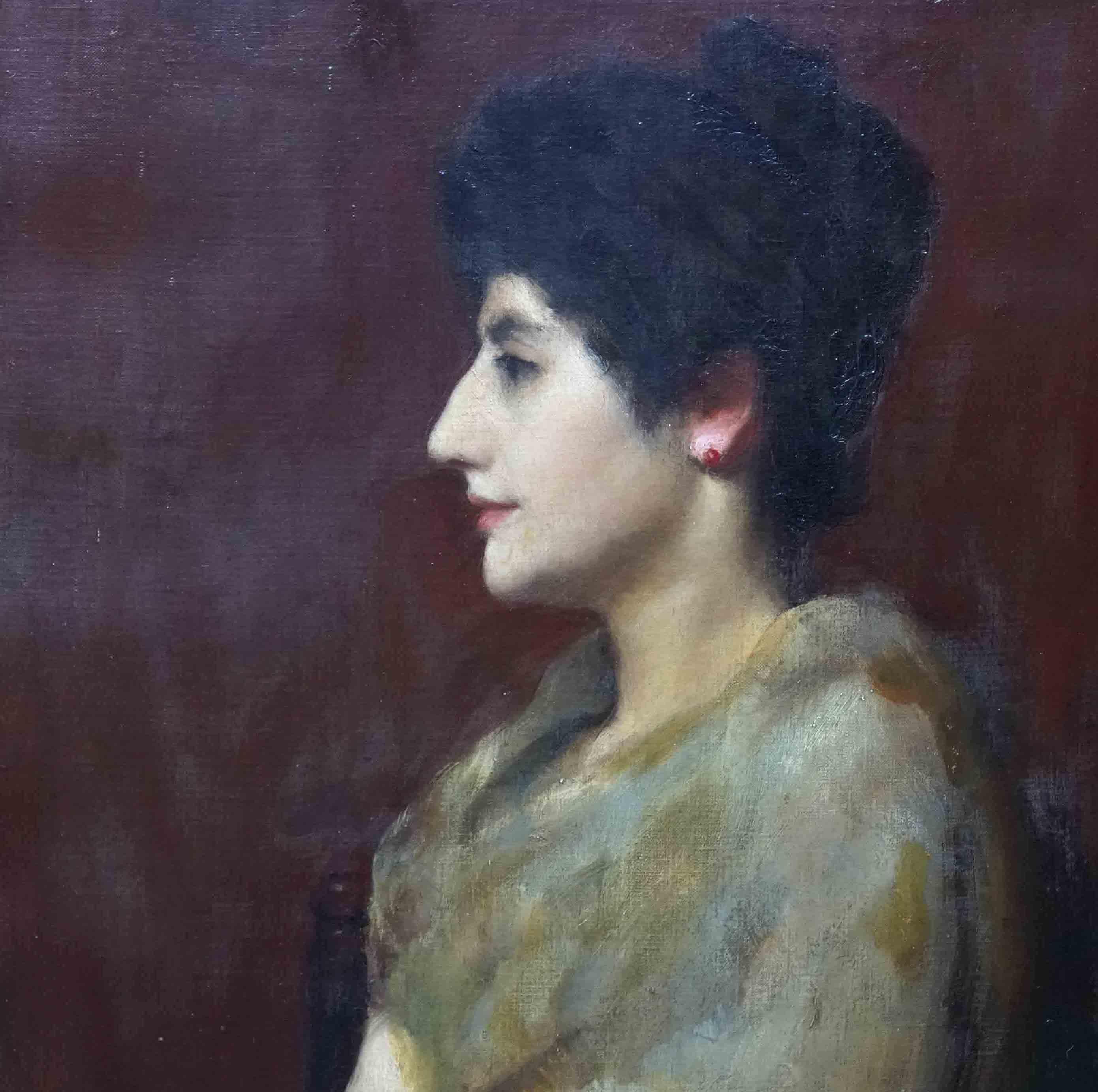 Portrait of a Lady - British 19th century art portrait oil painting - Victorian Painting by Edward Spilsbury Swinson