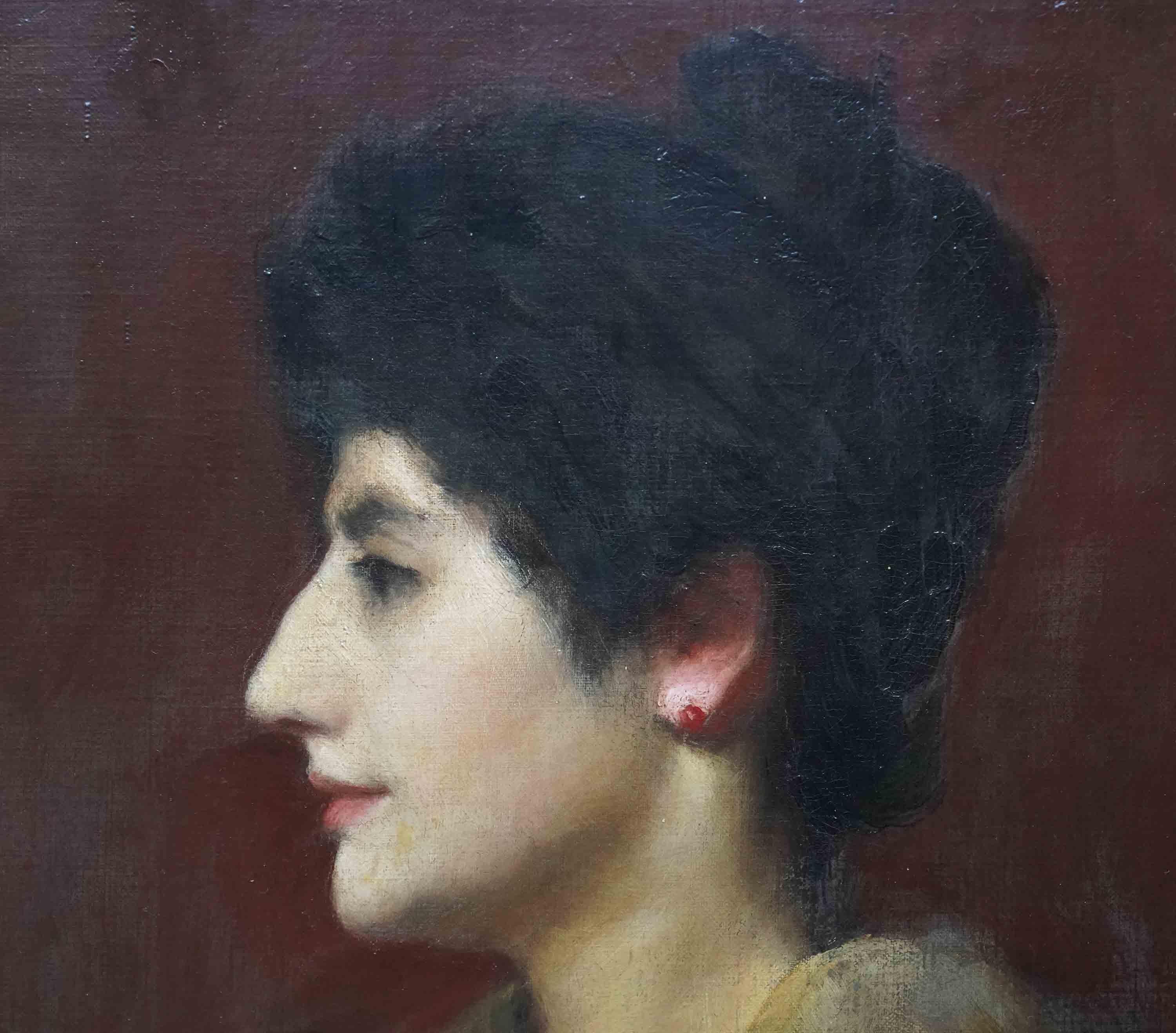 Portrait of a Lady - British 19th century art portrait oil painting For Sale 1