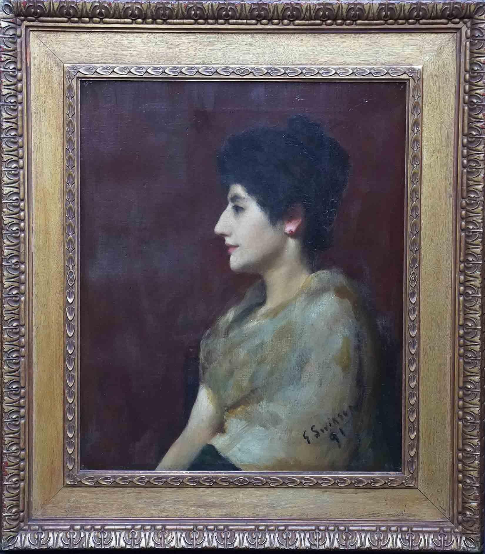 Edward Spilsbury Swinson Portrait Painting - Portrait of a Lady - British 19th century art portrait oil painting
