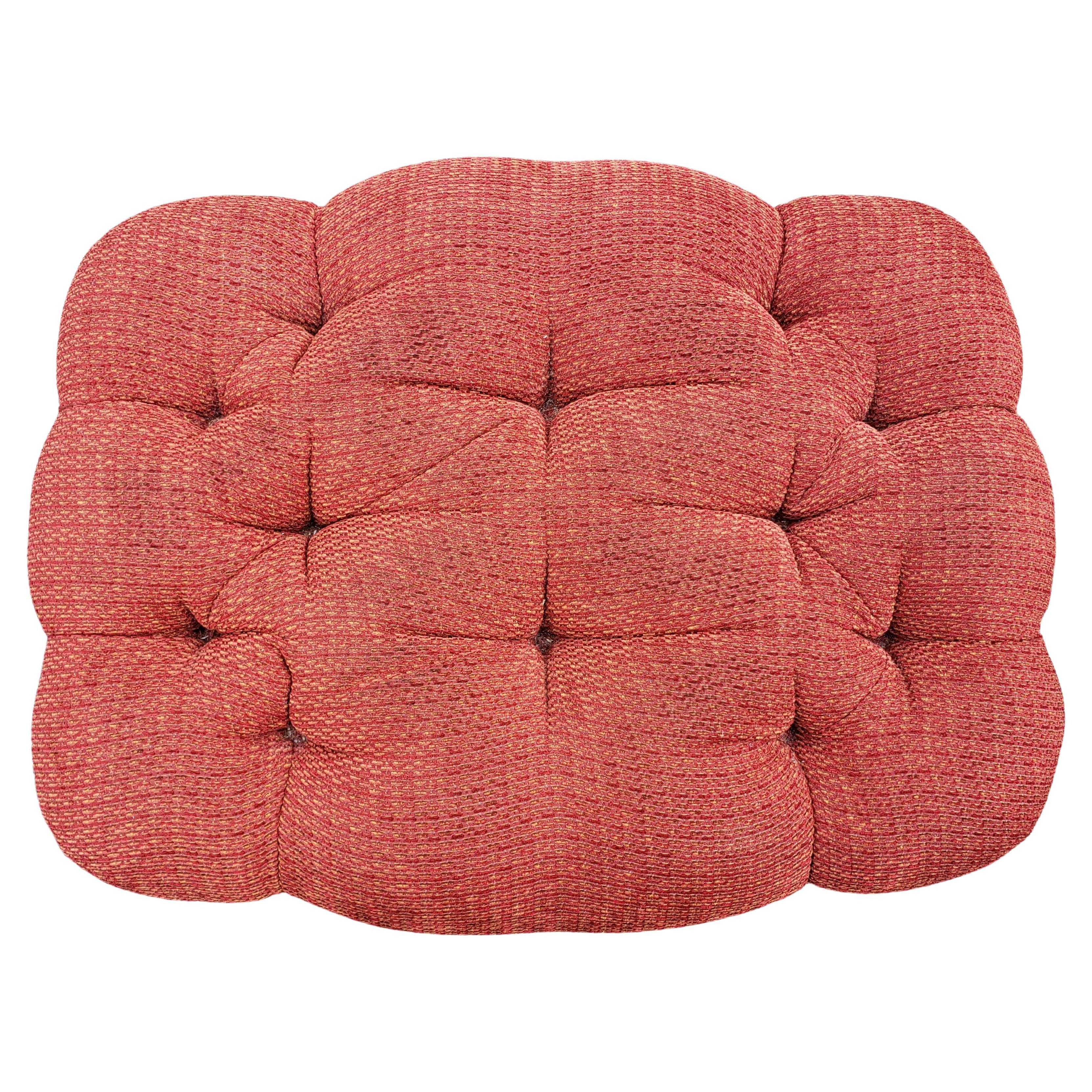 American Edward Springs Custom Made Rolling Upholstered and Tufted Ottoman with Fringes For Sale