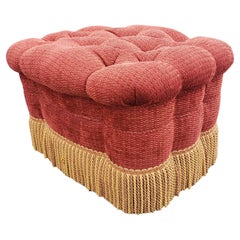 Edward Springs Custom Made Rolling Upholstered and Tufted Ottoman with Fringes