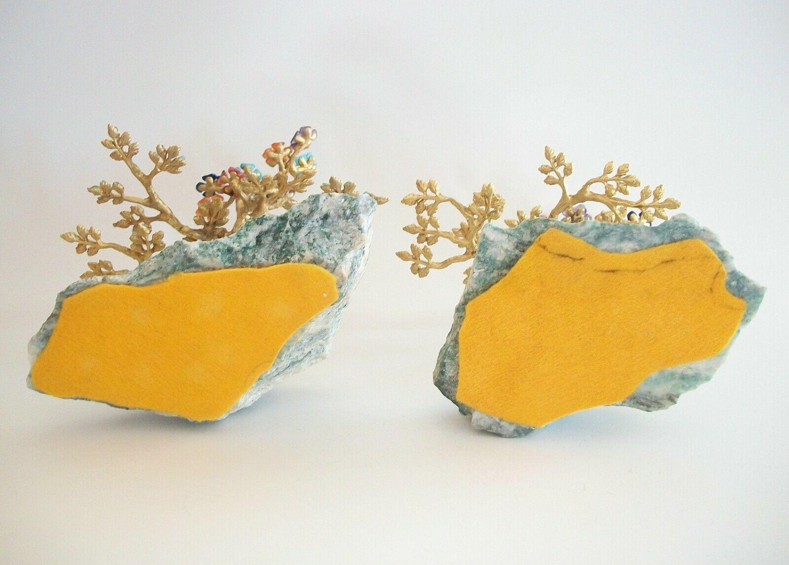 Edward Swoboda, Rare Pair of Gem Set Trees on Jadeite, U.S.A., Circa 1970's 1